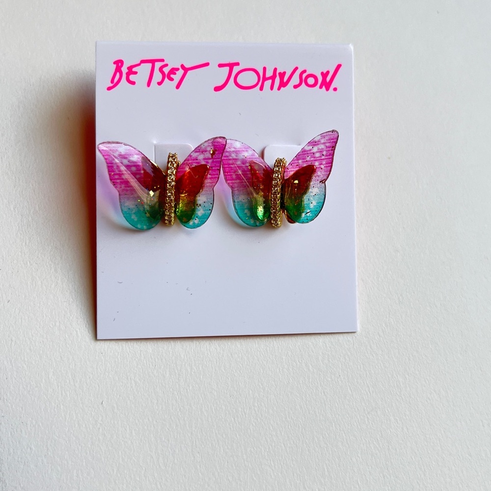 Betsey Johnson Multicolor Butterfly Earrings